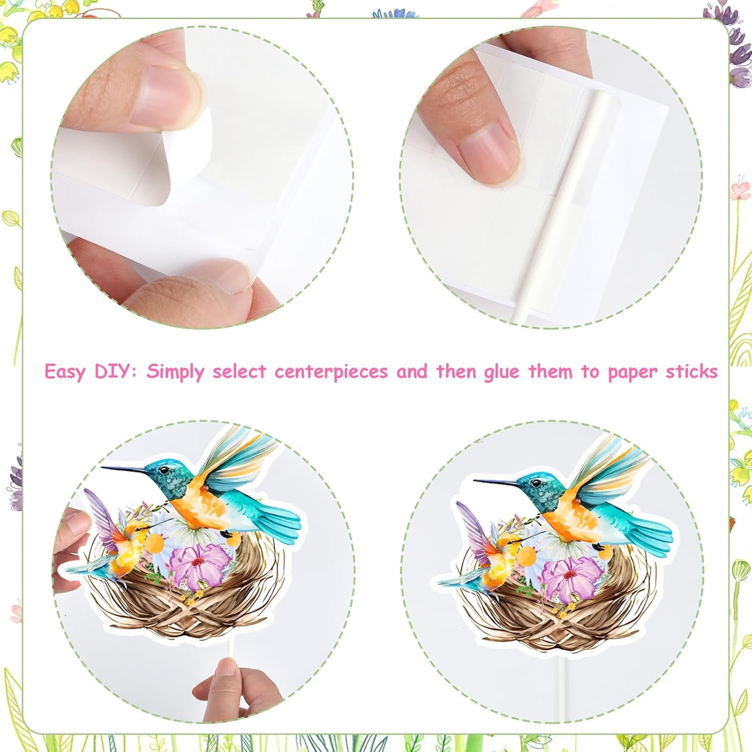 Hummingbird Table Party Decorations Centerpieces Sticks, 24pcs Hummingbird Centerpieces Sticks for Bird Party Flowers Hummingbirds Love Baby Shower Birthday Party Decorations Women Girl