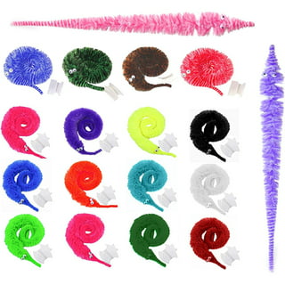 JA-RU Fuzzy Worms on Strings on a String Magic Worms Fidget Toy (4 Assorted  Individually Packed) Wiggly Worm On String Twisty Fuzzy Worm Toys for Kids