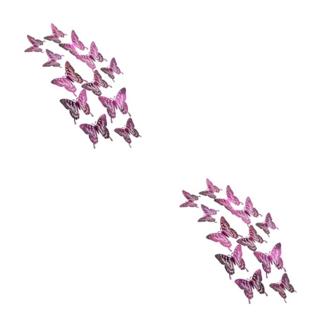 mmirethe Whimsical Look With Colorful Butterflies Wall Stickers Various Glitter And Exquisite Stickers To Create A Decorative LK12 Rose Red 2Set