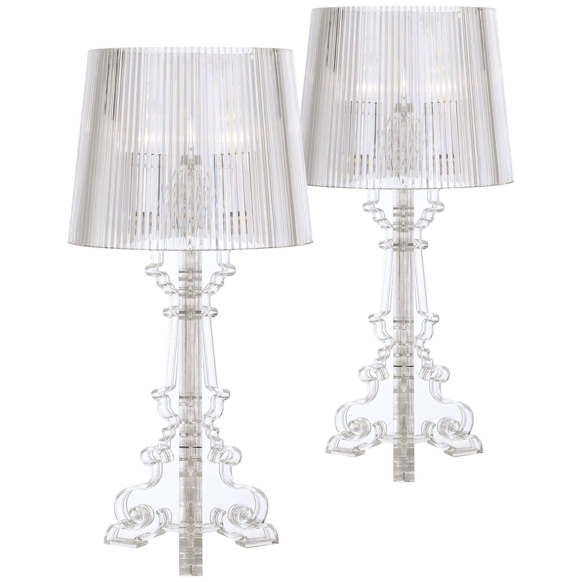 360 Lighting Baroque Accent Table Lamps Set of 2 Clear Acrylic See Through for Living Room