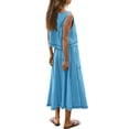 thumbnail image 6 of Women's 2 Piece Vacation Outfit Sleeveless Crop Top and Flowy Maxi Skirt Set, 6 of 8