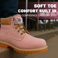 thumbnail image 5 of Women’s Work Boots | Waterproof Leather Work Boots for Women | Oil & Slip-Resistant Soft Toe Boots for Women | Premium Nubuck Leather | Lightweight and Comfortable | Pink Leather - 11.5M, 5 of 7