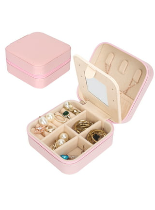 Yirtree Travel Jewelry Box, PU Leather Small Jewelry Organizer for Women Girls, Double Layer Portable Mini Travel Case Storage Holder Boxes, Women's