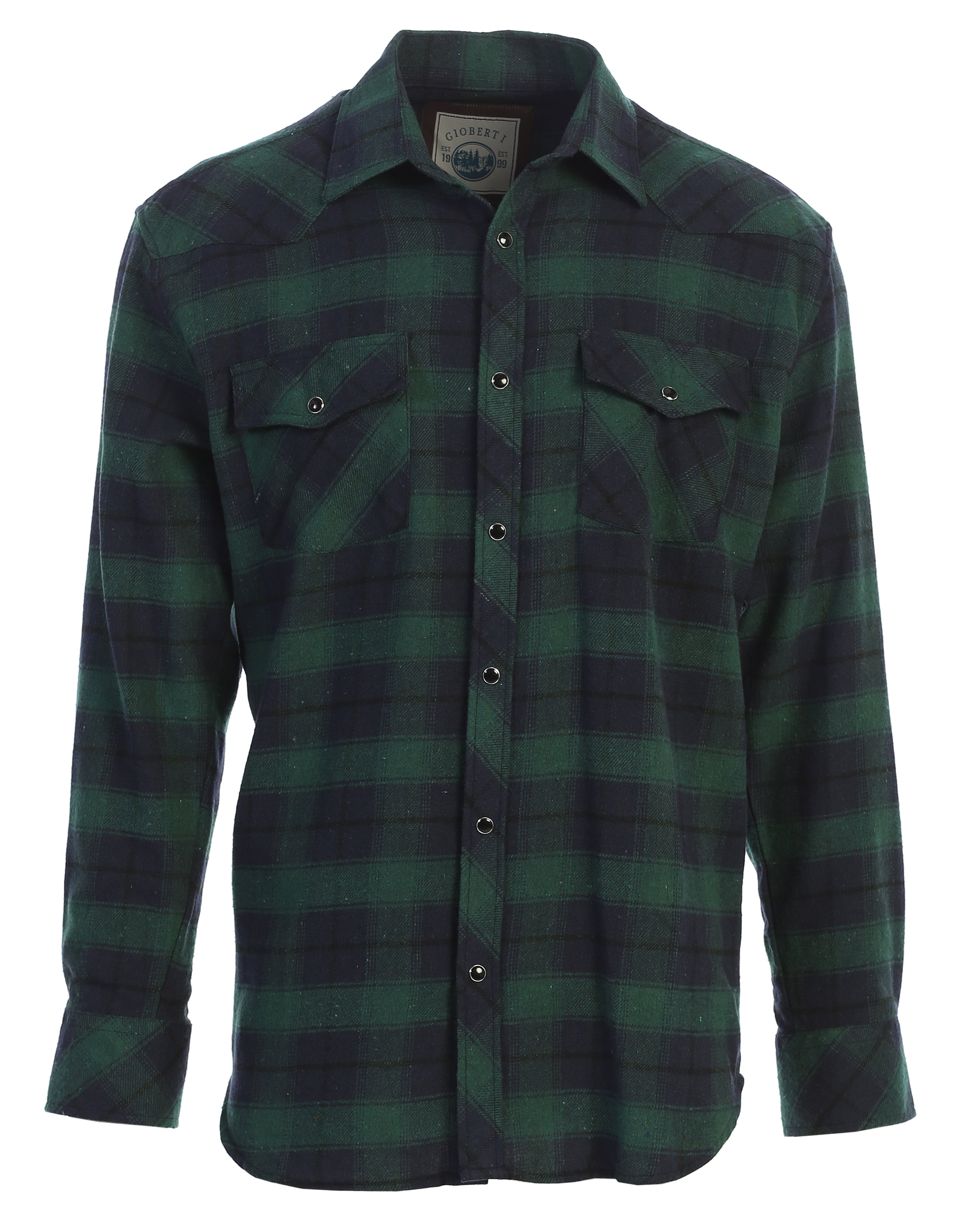 Gioberti Men's Western Brushed Flannel Plaid Checkered Shirt w/ Snap-on ...