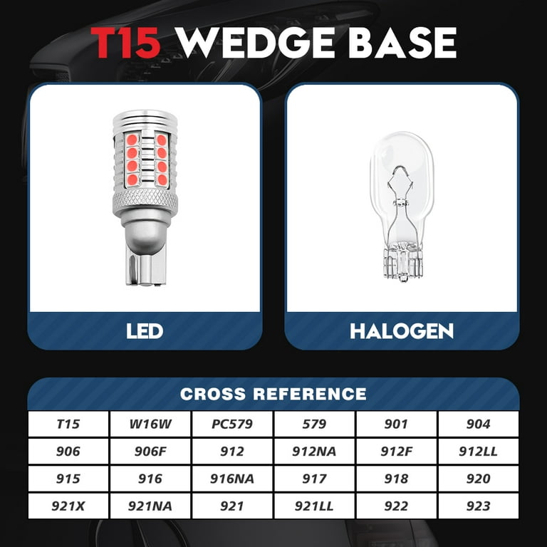 2 X W16W 12v 16w RED rear fog tail light bulb 921R 955