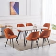 thumbnail image 3 of KEIVVAKN Kitchen Dining Chairs Set of 6 Orange Upholstered Modern Chairs for Dining Room Metal Legs, 3 of 10