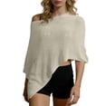 thumbnail image 2 of BLTIBY Women's Sheer Coverups Poncho Tops Summer Mesh See Through Lightweight Cover Up Asymmetrical Beach Knit Shrug Shawl Beige Free Size, 2 of 8