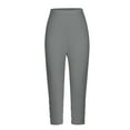 thumbnail image 3 of Juslio Girls Pants Kids Fashion Solid Color Cute Summer Leisure Yoga Leggings Sports Wrinkle Cropped（Gray Capris， 5 Years）, 3 of 6