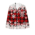 thumbnail image 2 of VBTAPA Womens Christmas Pajama Sets Snowflake Plaid Print Long Sleeve Button Down Shirt Elastic Waist Wide Leg Pants Matching Pjs Sets Xmas Jammies Holiday Sleepwear Red S, 2 of 5