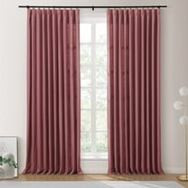TWOPAGES Cotton Blend Curtain Room Darkening Pinch Pleat Textured Curtain for Bedroom, 1 Panel, 52"x108L, Burgundy