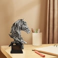 thumbnail image 4 of Estatua de cabeza de caballo para decoración de sala de estar, mesa de escritorio, vitrina para vinos Plata, 4 of 8