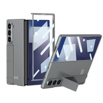 Allytechgroup for Samsung Galaxy Z Fold 7 Rugged Plastic Case with Kickstand, Non-Slip Lightweight Anti-Scratch Tempered Glass Frame Shock-Absorbent Glossy Design for Galaxy Z Fold 7, Gray