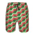 thumbnail image 3 of Sikiie Geometric Watermelon Print Men's Beach Shorts, High Elastic Quick-drying Shorts - with Drawstring and Slip Pockets, Suitable for Beach, Sports, Vacation-3X-Large, 3 of 6