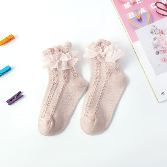 YYYTop Baby Toddler Socks Girl Socks 0-12 years Lightweight Crew Socks with Lace Infants Toddlers Floor Sock Kids Boys Girls Non Slip Cute Walking Crew Socks