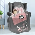 thumbnail image 4 of Saying Soft Flannel Fleece Throw Blanket, Girl Sleeping with a Bunny and a Cat Cartoon Style Night Time Themed Image, Cozy Plush for Indoor and Outdoor Use, 70" x 90", Multicolor, by Ambesonne, 4 of 5