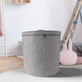 thumbnail image 3 of yulier Large Storage Basket, Toy Storage Basket with Zipper Lid and Carry Handles, Laundry Hamper Round Laundry Basket Dirty Clothes Basket for Living Room Bedroom, Gray, 3 of 5