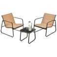thumbnail image 3 of Costway 3 Pieces Patio Conversation Set Outdoor Metal Chair & Table Tempered Glass Top, 3 of 11