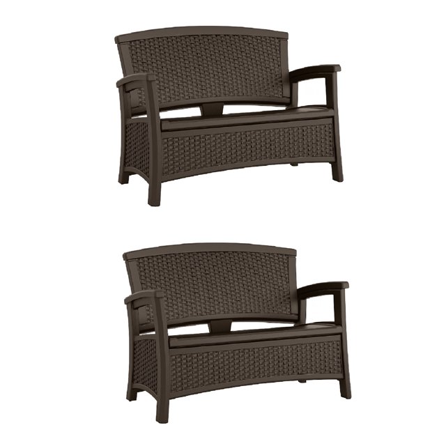 Suncast Elements Causeuse en Résine Osier avec Espace de Rangement, Java (Lot de 2)