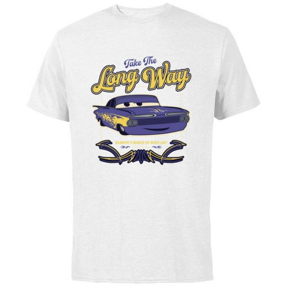 Disney and Pixar’s Cars Ramone’s Body Art Take the Long Way - Short Sleeve Cotton T-Shirt for Adults - Customized-White