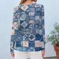 thumbnail image 4 of WTOBBY Women's Floral Print Fashion Long Sleeve T-shirt with Round Neck Top Casual Wear Comfort Fit Soft Material Lightweight Fabric Daily Outfit Essential Stylish Layering Piece,Blue L, 4 of 5