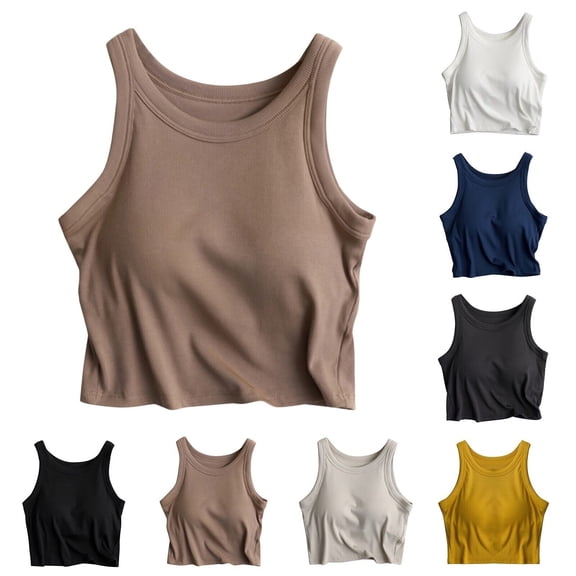 Camisole with Built in Bra for Women Tank Tops Spaghetti Strap Padded Shelf Bras Spring Summer Black S