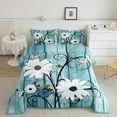 thumbnail image 2 of Feelyou Rustic Groovy Flower Queen Comforter Set for Kids, Blue Lake House Bedding Sets, Old Barn Door Reversible Bedding Comforter Set, Ultra Soft Bedroom Decor, 3-Piece, 2 of 8
