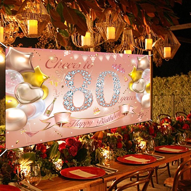 Bannière Anniversaire 56 Ans Femme – Rose Gold Élégante, 90x180 Cm, Décoration Porte Et Murale Festive