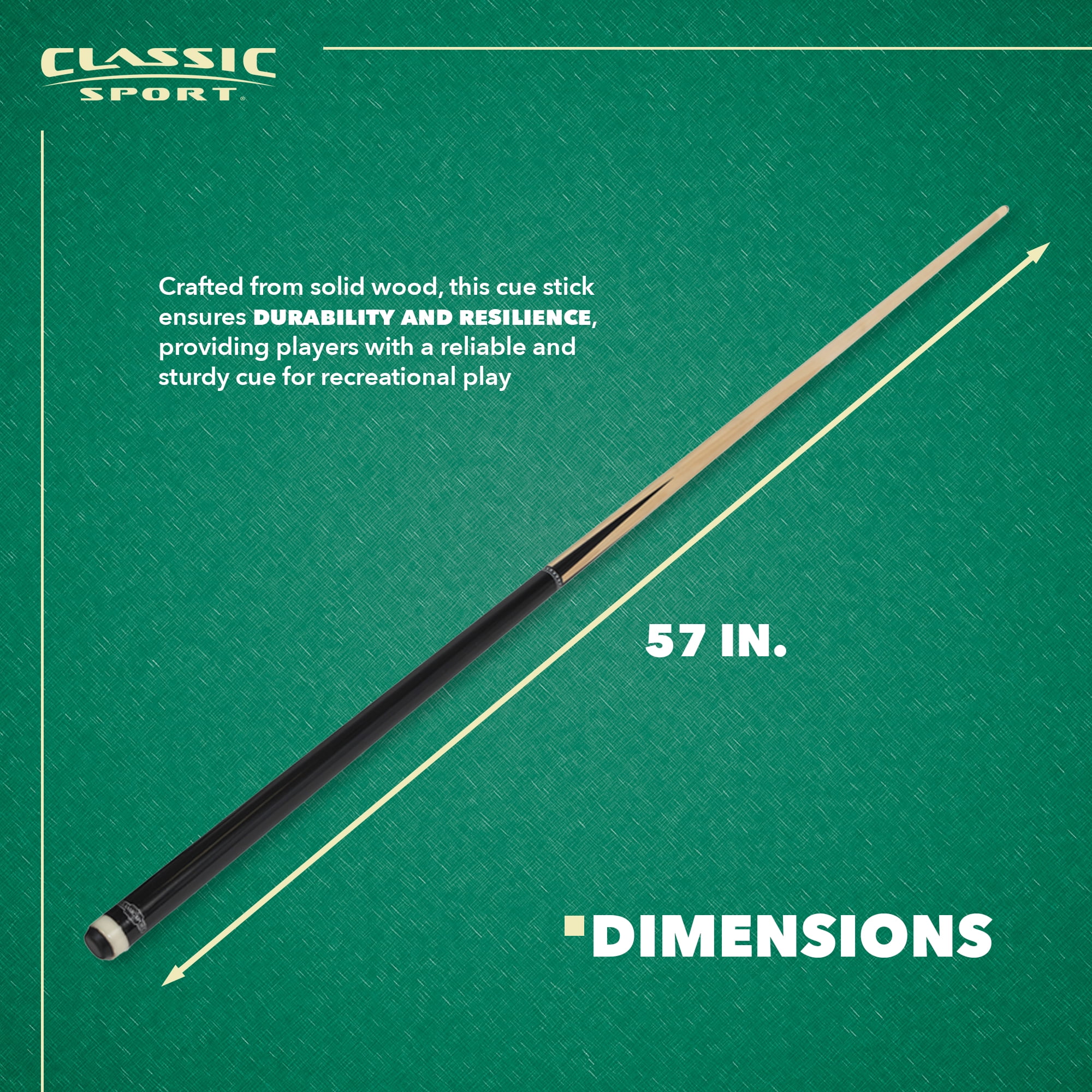 Classic Sport Point Break 57 in. Solid Wood 1-Piece Billiard Cue Pool Stick