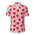 thumbnail image 2 of Daiia Strawberry Pattern Men’s Polo Shirts,Solid Deck Shirt,Classic Fit, Breathable Cotton Polo for Casual and Sport Wear-Small, 2 of 7