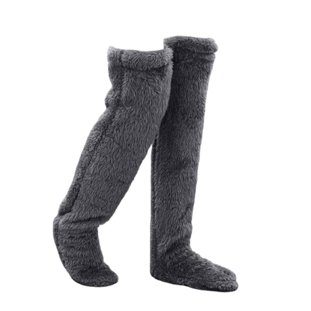 Jumpingount Calcetines hasta la rodilla fáciles de usar esenciales de invierno para zapatillas acogedoras diarias Calcetines para zapatillas Medias gris oscuro