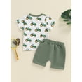 thumbnail image 5 of FEORJGP Toddler Baby Boy 2 Piece Summer Outfits 0 6M 12M 18M 2T 3T Infant Round Neck T-Shirts Tractor Print Shirts Short Sleeve Tops Elastic Waist Shoshion Casual Clothes Beachwear for Daily, 5 of 8