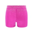 thumbnail image 2 of Zaldita Kids Girls Shiny Rhinestones Gymnastics Dance Shorts Vfront Stretch Figure Skating Training Bottoms Hot Pink 14, 2 of 5