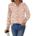 thumbnail image 4 of UVN Womens Fall Blouses Long Sleeve V neck Shirts Dressy Casual Smocked Cuffs Tunic Tops, 4 of 8