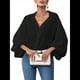 thumbnail image 3 of Blusa Holgada de Larga con Cuello Semiabierto y Lunares Franceses para Mujer Negro L, 3 of 10