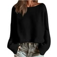thumbnail image 6 of Cadancy Oversized Sweater Women Boatneck Pullover Long Sleeve Boho Knit Tops Solid Color Casual Vintage Trendy Cozy Sweaters Fall Winter Fashion Outfits, 6 of 6