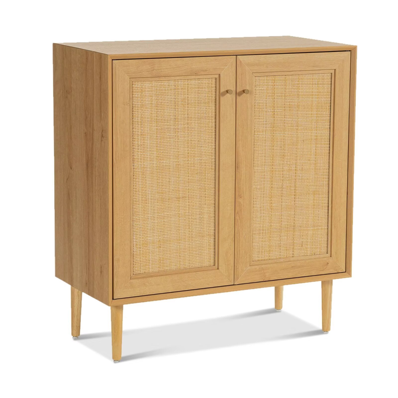 EYYTHUNG Storage Cabinet Set of 3 with Rattan Doors, Farmhouse Sideboard Cabinet Accent, Natural Oak