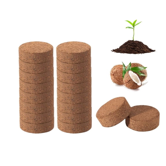 Coconut Soil,QZS Dueable Compressed Coconut Coir Pellets Potting Soil Pods for Seedling,1.2x0.4In Seed Starters Coir Fiber for Vegetables,20Pack