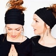 thumbnail image 3 of Trayknick Bandeau Grand Extensible de Sport pour Femmes, Mode, Serre-Tête, Bande de Cheveux de Yoga, Turban, Noir, 3 of 13