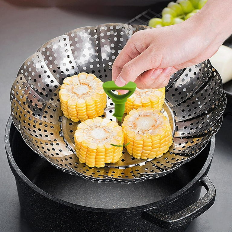 Steamer Basket Stainless Steel Vegetable Steamer Basket Folding Steamer  Insert for Veggie Fish Seafood Cooking, Expandable to Fit Various Size Pot