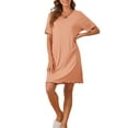 thumbnail image 2 of INSPIRE CHIC Women's Nightgowns Soft Ruffled Sleepwear Short Sleeve Sleep Shirt Short Nightshirt with Bow-Knot S Orange, 2 of 5