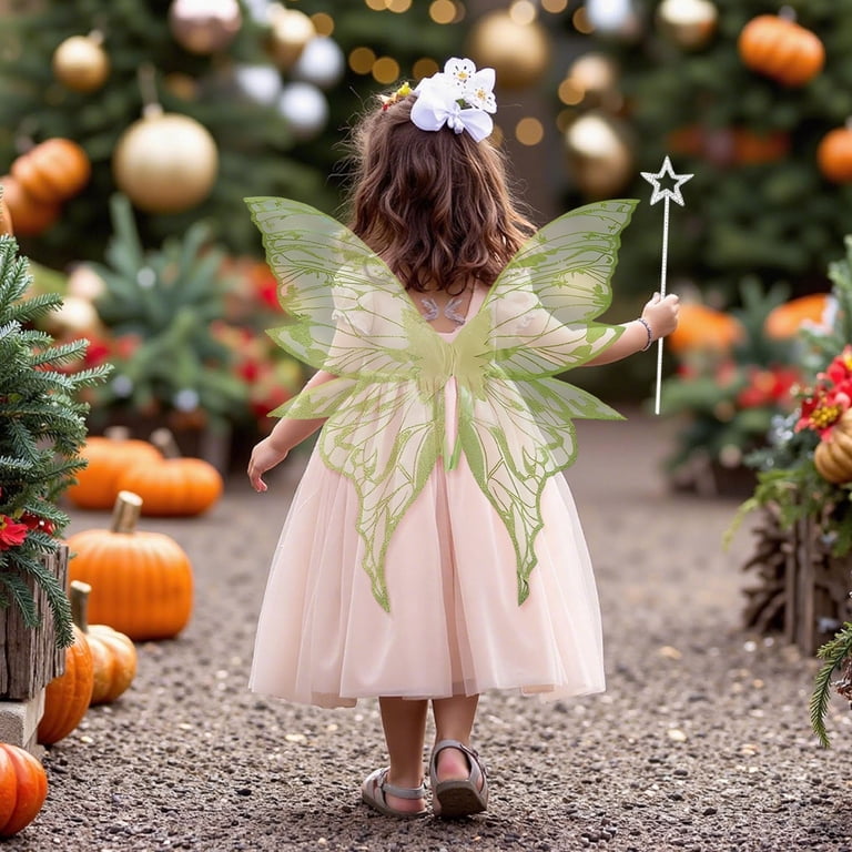 magic fairies dress up Tinker Bell's Enchanted Fairy Tutu Dress, Wings, Flower Headband & Magic  Wand Set for Girls
