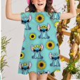 thumbnail image 1 of Venta caliente lindo bebé vestido de verano niña bebé cuello redondo manga corta princesa Stitch bebé lindo patrón decoración punto Dress2T zhangyuxiang CONDUJO, 1 of 2