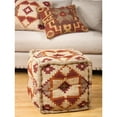 thumbnail image 3 of SARO PU199.M Kilim Design Jute Wool Blend Pouf Ottoman  Multi-color, 3 of 3
