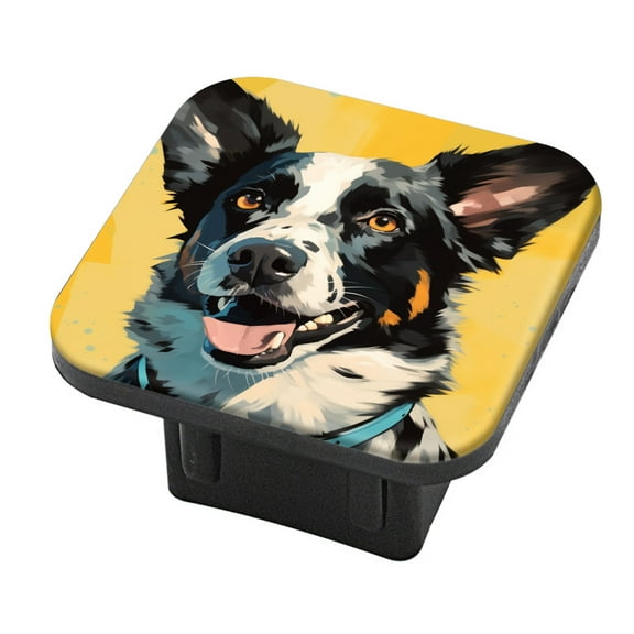 Hitch Cover Fits For 2-Inch Hitch,Cute Black And White Dog With Blue Collarrubber Trailer Hitch Cover Tube Plug Insert,Car Exterior Accessories, Receiver Tube Hitch Plug