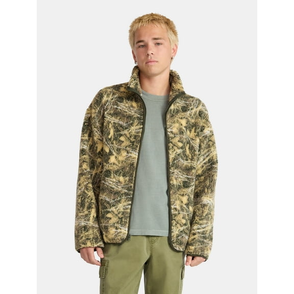 No Boundaries Men's High Pile Fleece Full Zip Jacket, Sizes S-5XL