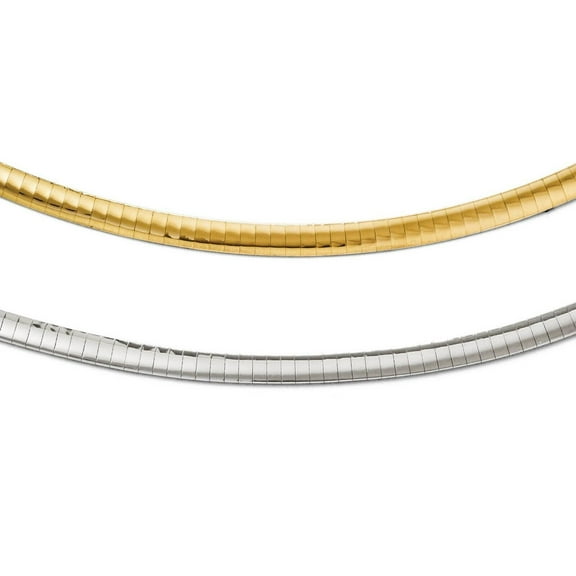 14K Yellow Gold-Plated Silver 925 3mm Italian Reversible Omega Chain Necklace