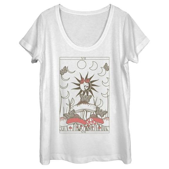 Women's Lost Gods Mystic Mushroom Tarot Scoop Neck White Large