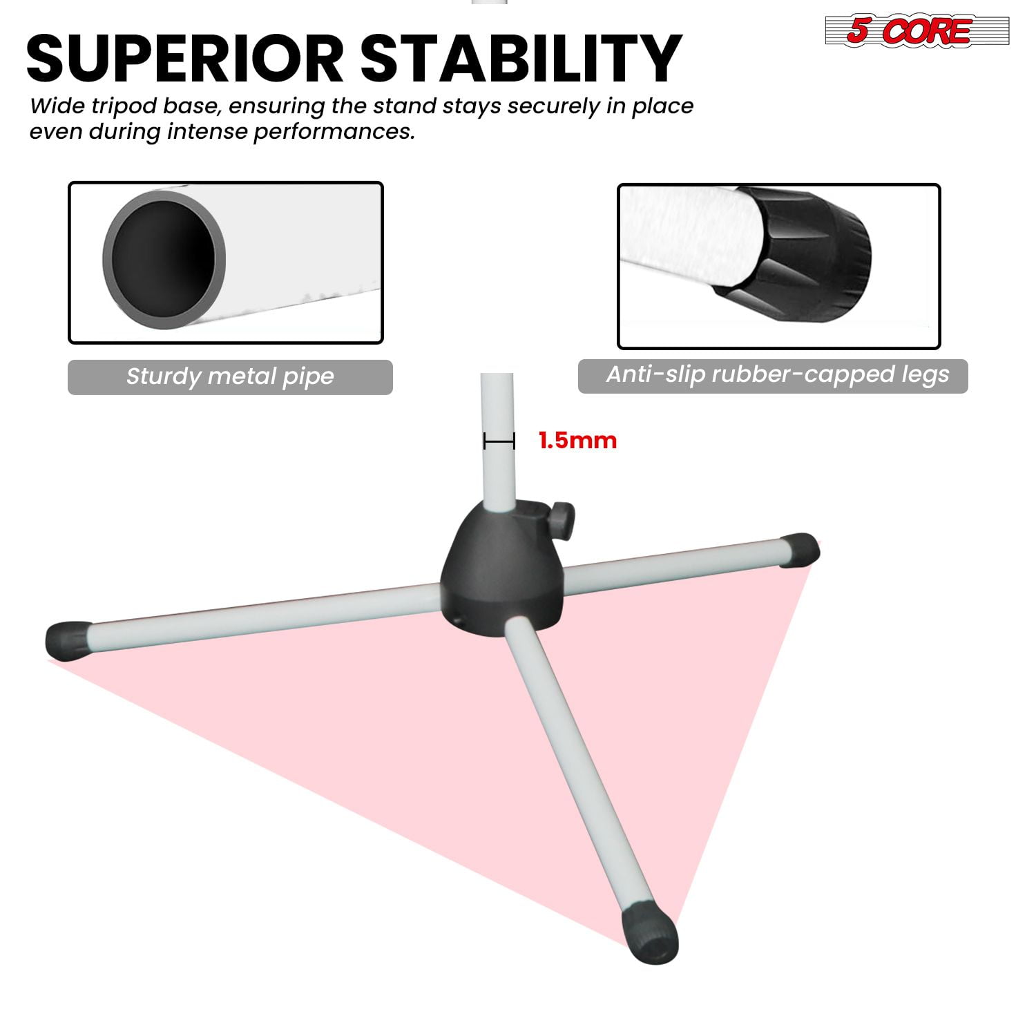 Height Adjustable Tripod Mic Stand w/ 27" Boom Arm & Dual Holder, 31.5-63"