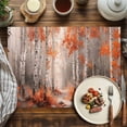 thumbnail image 2 of Placemats Set of 6, Orange Forest Plant Place Mats Tree Illustration Tablemats Washable Placemat Table Decoration for Kitchen Table Dinner Party Home Decor Indoor Outdoor 13x19 Inch, 2 of 9