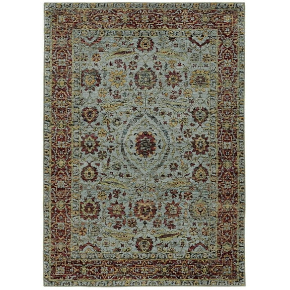 Oriental Weavers Andorra Area Rug 7155A Blue Petals Bordered 1' 10" x 3' 2" Rectangle